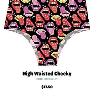 Cheek Boss Rockin Lips High Waisted Cheeky Bottoms medium NWT